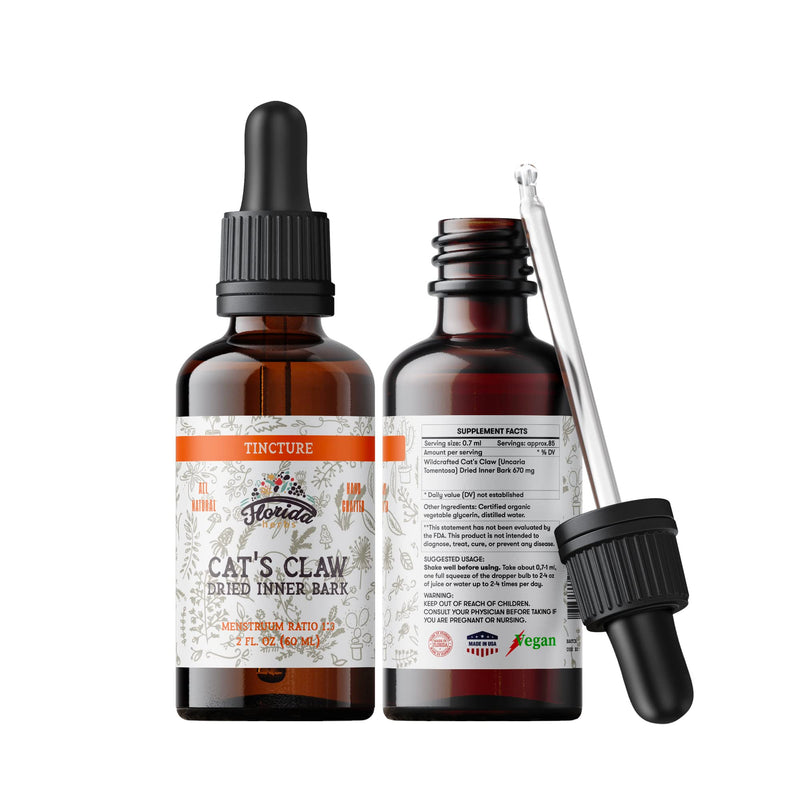 Cats Claw Tincture, Cat's Claw Extract Alcohol Free Herbal Supplement Drops, Liquid Natural Digestive Health, Joint Health, Vegan - Made in USA - 2 Fl Oz 2 Fl Oz (Pack of 1) - BeesActive Australia