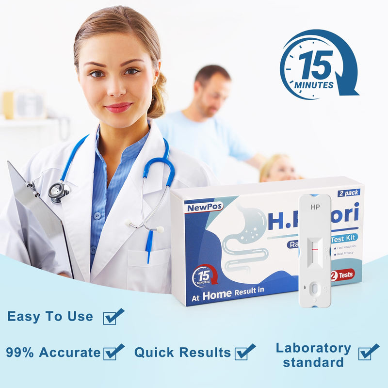 H Pylori Test Kit – 2 PCS at-Home Helicobacter Pylori Self-Test with 99.9% Accuracy – Fast Results in 10-15 Minutes, Easy to Use, No Lab Visit Required