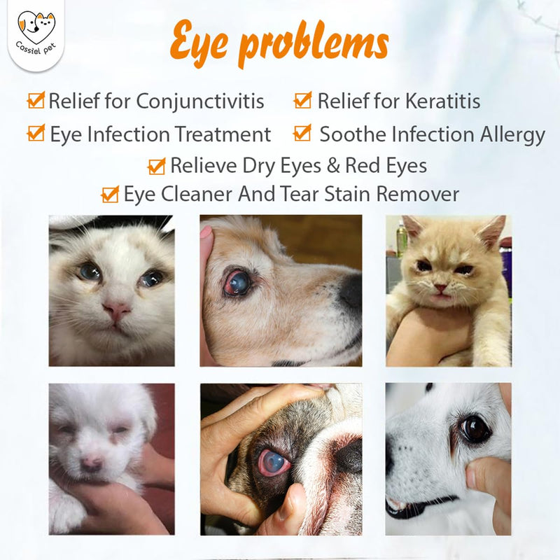 Eye Drops for Eye Infection Treatment, Soothe Infection Allergy, Relieve Dry Eyes & Red Eye，Eye Cleaner and Tear Stain Remover for Dogs and Cats | 10 ml 0.33 FL OZ (1 Bottle) 1 Bottle