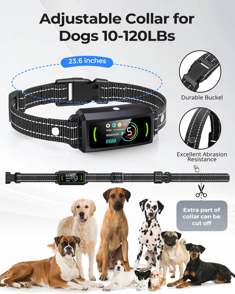 Dog Bark Collar, Bark Collar 2 Pack, Anti Barking Training Collar with Flashing Light, 5 Adjustable Sensitivity Beep Vibration, Bark Collar for Large Medium Small Dogs Black - BeesActive Australia