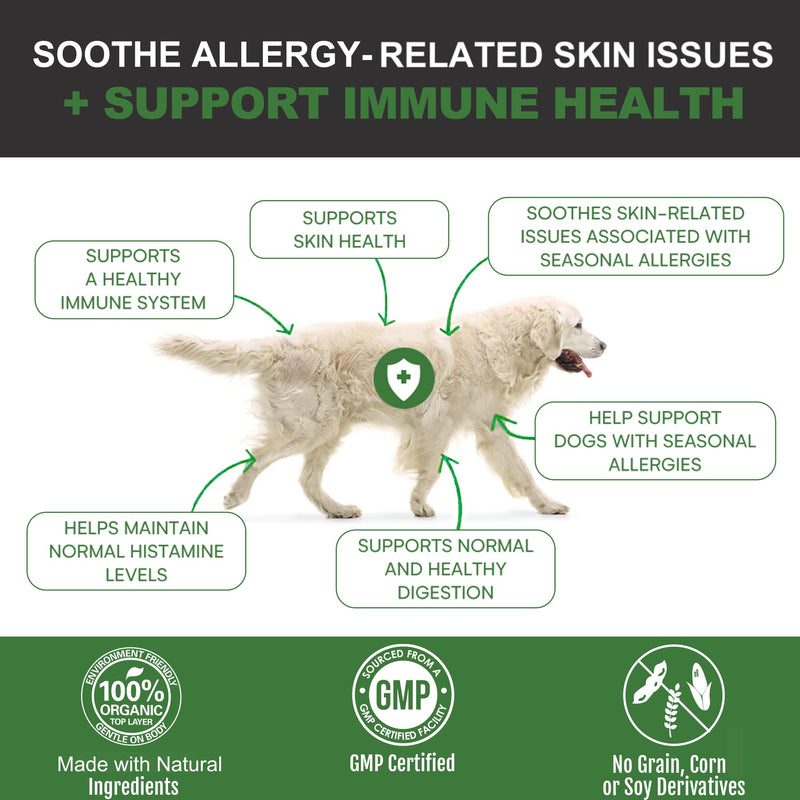 Dog Allergy & Itchy Skin Chews – Omega-3, Probiotics & Colostrum – Natural Hot Spot, Anti-Itch & Coat Support for Small, Medium & Large Dogs – Grain-Free, Vet-Recommended, Allergy Relief Chicken
