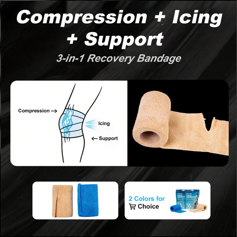 Ice Tape, Ice Cooling Athletic Tape for Sports, Self Stick Ice Bandage Wrap Tape for Knee, Ankle, Wrist, Sports Injuries, Pain & Swelling Relief, No Refrigeration Needed (Blue) Blue - BeesActive Australia