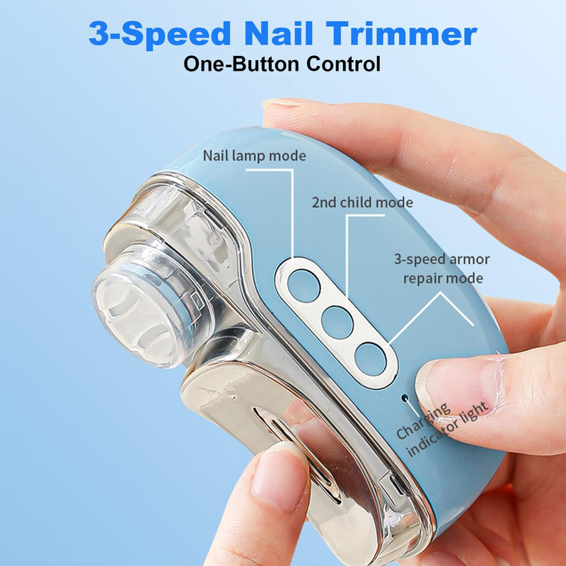 Electric Nail Clipper, 3 Speed Electric Nail Clippers for Seniors & Adults, Baby Electric Nail Trimmer with Light & Clip Storage, USB Electric Automatic Nail Clipper for Fingernail (Blue) Blue