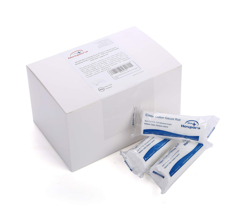 Hospora Medical Elastic Cotton Conforming Gauze Roll, 4 Inches, Individual Pack, First Aid Rolled Stretch Gauze, 24 Packs Cotton Elastic Gauze Bandage - BeesActive Australia