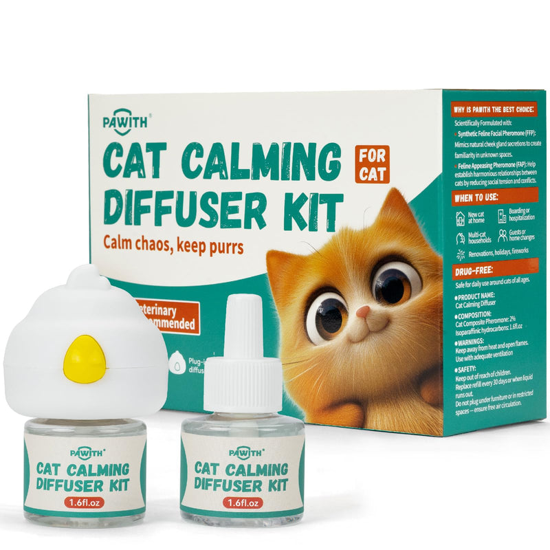 60-Day Cat Calming Diffuser with Pheromones – Cat Pheromone Diffuser for Cats, Helps Reduce Stress, Anxiety, Scratching & Urine Marking, Calming Diffuser for Cats with 2 Refills