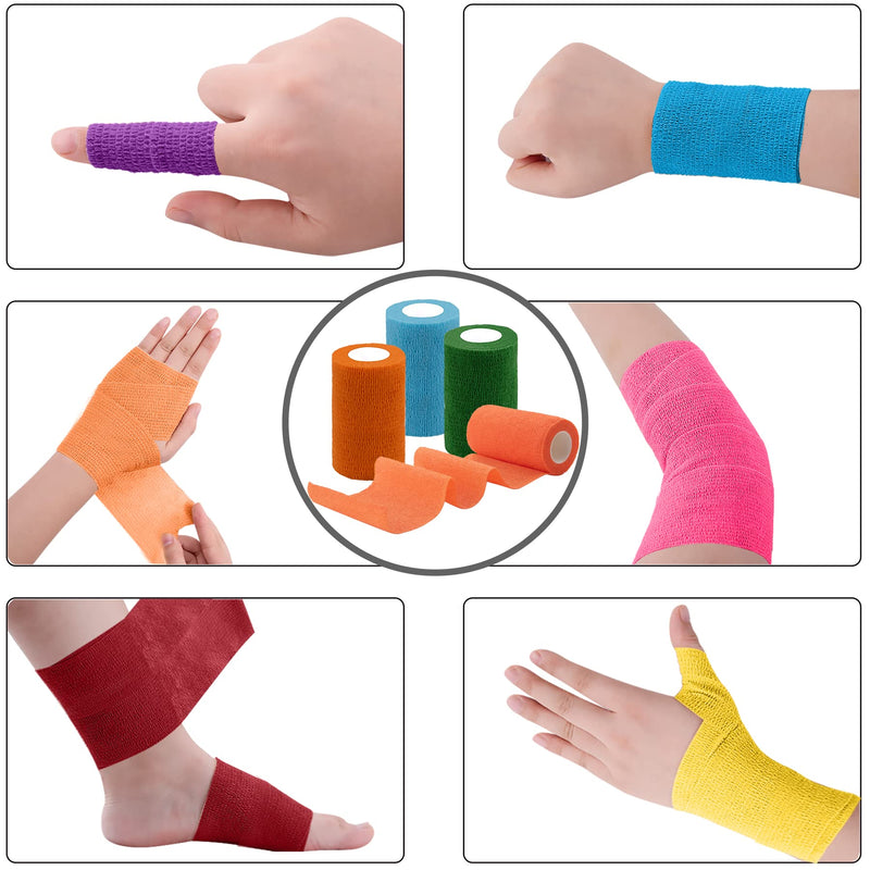 BQTQ 30 Rolls Self Adherent Wrap 4 inch Bandage Adhesive Wrap Breathable Athletic Tape Stretch Wrap Roll Sports Wrap Tape Self Adhesive Bandage Wrap for Wrist Ankle Swelling Sprains(30 Colors) Rich Color - BeesActive Australia