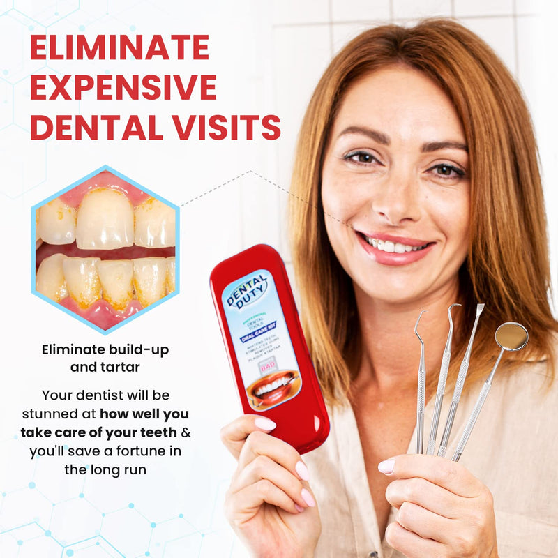 Dental Duty Dental Tools, Dental Pick for Teeth Cleaning Tools – Plaque Remover for Teeth with Teeth Cleaning Kit - Stainless Steel Dental Mirror for Teeth, Scraper and Scaler, (Red) Cherry Red - BeesActive Australia