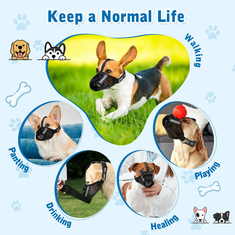Nobleza - Dog Muzzle, Soft Mesh Muzzle for Medium Dogs, Breathable Reflective Adjustable Dog Muzzle, Prevents Biting, Chewing and Barking (M) M - BeesActive Australia