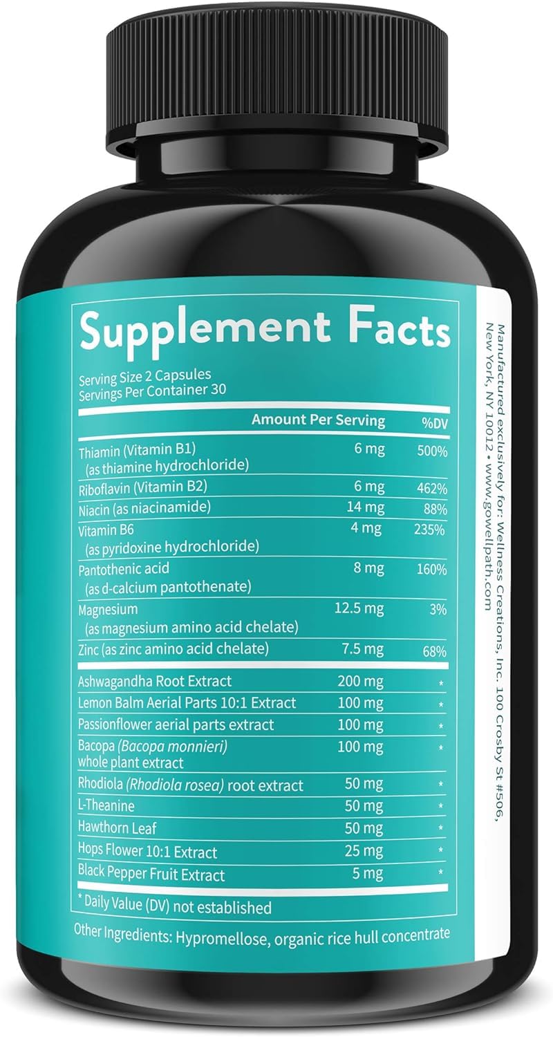 Zen Stress Relief & Mood Support Supplement with Ashwagandha, Vegan, 180 Ct | WellPath - Calm, Stress & Energy Support - with Rhodiola Rosea, L-Theanine, Lemon Balm - Herbal Capsules, USA Made, Non GMO 60 Count (Pack of 3)