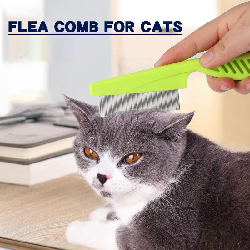 Tick flea comb for dogs 7pcs Metal flea brush for indoor Cats Lice combs for thick hair Pet tear stain comb Fine tooth comb Large and Small dog combs for grooming