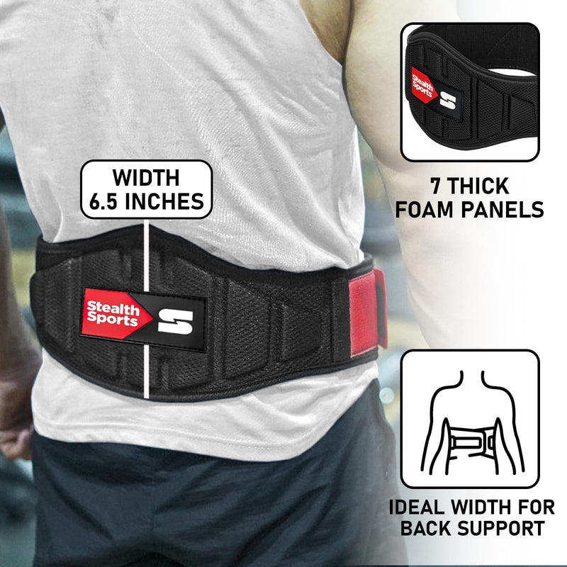 Weight Lifting Belt – 6.5” Back Support Padded Workout Belt Auto Lock Buckle – Neoprene Gym Belt Men Women – Fitness Bodybuilding Training Deadlift Squats Weightlifting Belt Small - BeesActive Australia