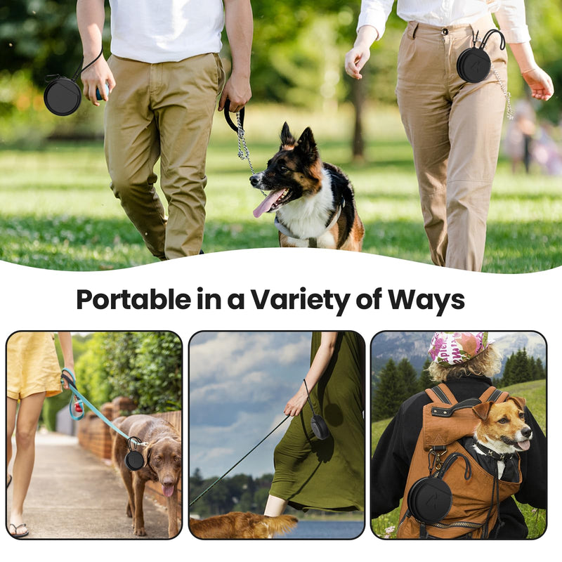 Small Silicone Dog Treat Pouch with Pet Training Clicker, Durable Metal Zipper, Integrated Strap, Mini Portable Size, Easy to Clean, Odorless, Travel Walking Bag for Leash (Black) Black 1PCS - BeesActive Australia