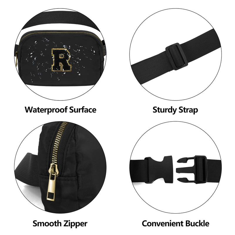 Birthday Gifts Christmas Personalized Gift for 4 5 6 7 8 9 10 11 12 13 14 Year old Girls Teen Sister Kid Initial Letter Fanny Pack Trendy Stuff Crossbody Bag Black Letter R 1 Pack Initial Letter Black