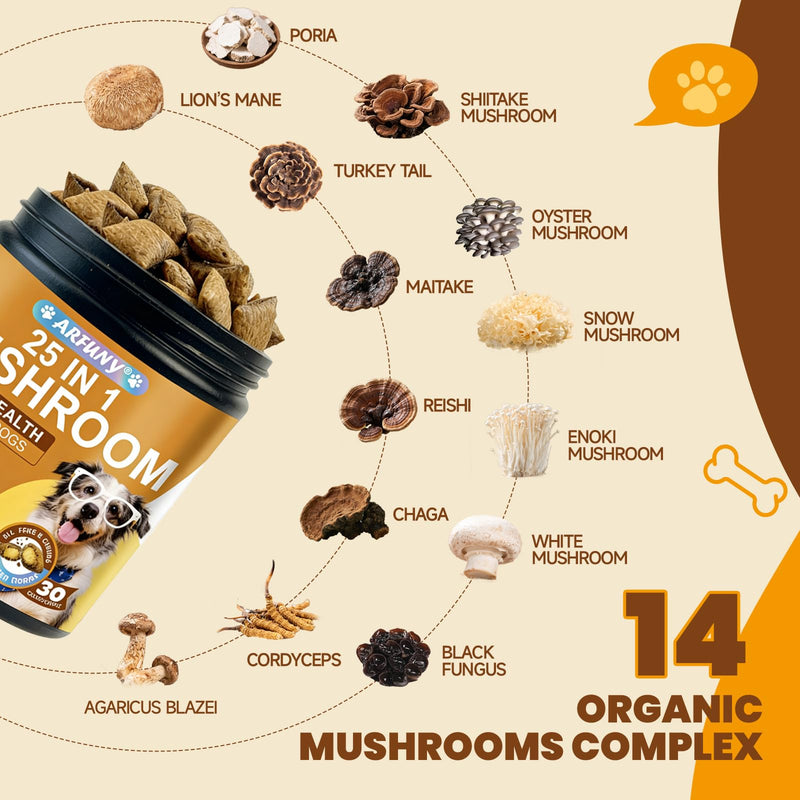 Cat Hairball Drops & Dog Mushroom Chews - for Cat Kitten Furball Treatment Supports Skin & Coat, Digestion - for Dog Gut, Hip, Joint, Skin, Coat, Immune Health