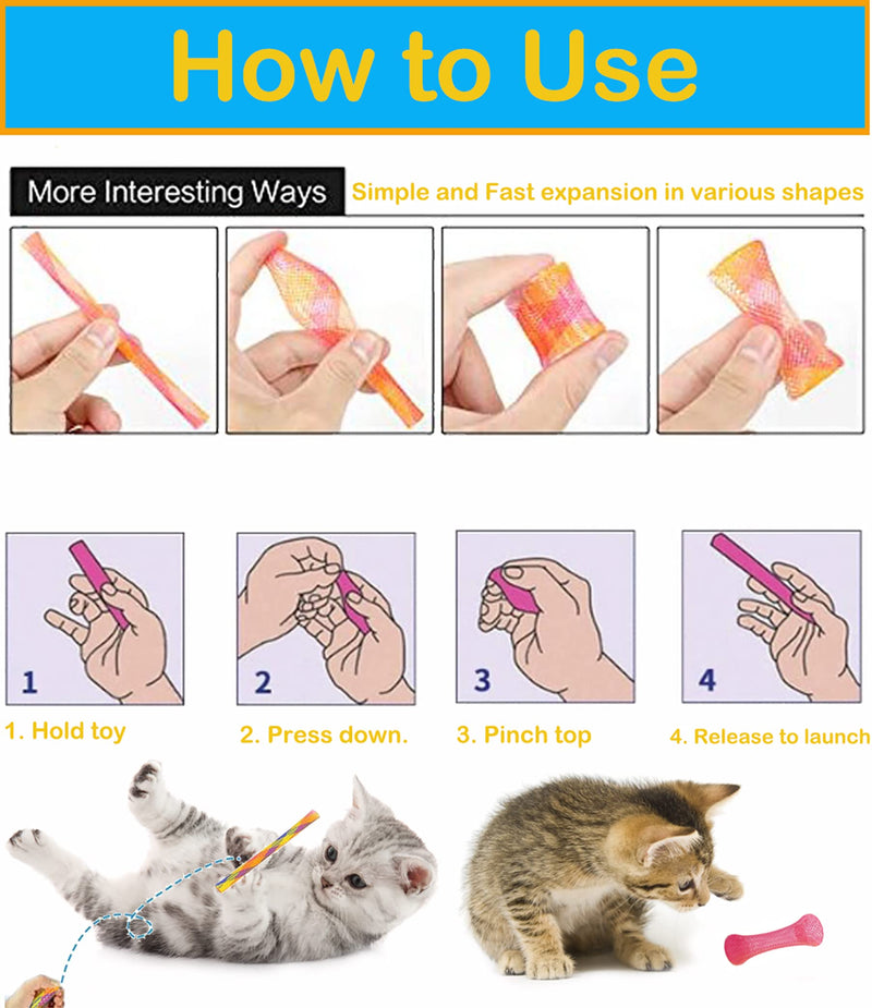 Fashion's Talk 49PCS Cat Spring Toy for Kitten Catnip Bag Mesh Tubes Spring Cat Toy Bulk for Indoor Cats Kitty cat spring toy+Catnip+mesh fun tubes 49-Pack (24 spring+24 mesh tubes+1 Bag catnip) - BeesActive Australia