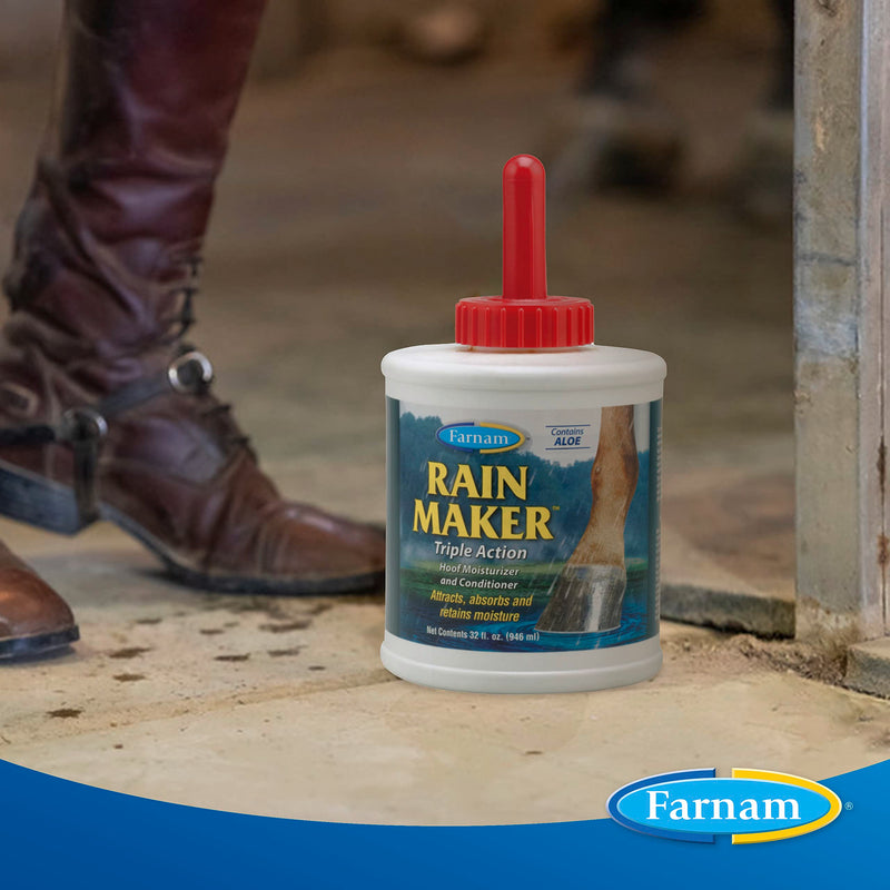 Farnam Rain Maker Triple Action Hoof Oil for Horses Moisturizer and Conditioner, Attracts, Absorbs and Retains Moisture, Contains Aloe, 32 Oz. - BeesActive Australia