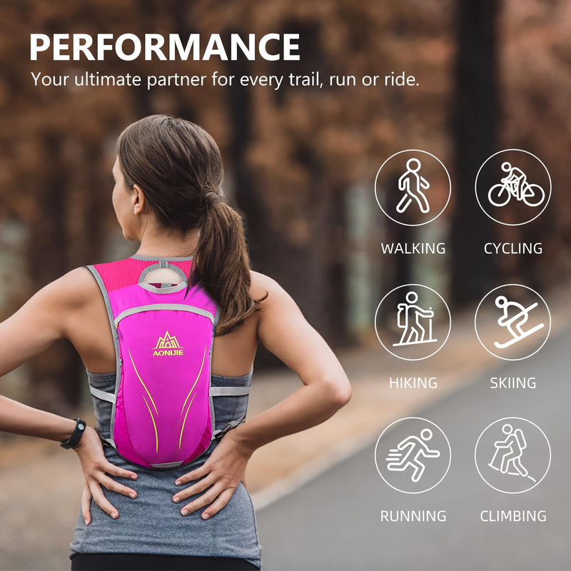 Geila Ultralight Hydration Backpack (5.5L) for Running, Trail Running, Marathon, and Cycling – Includes 2x250ml Water Bottles Rose Red 5.5L
