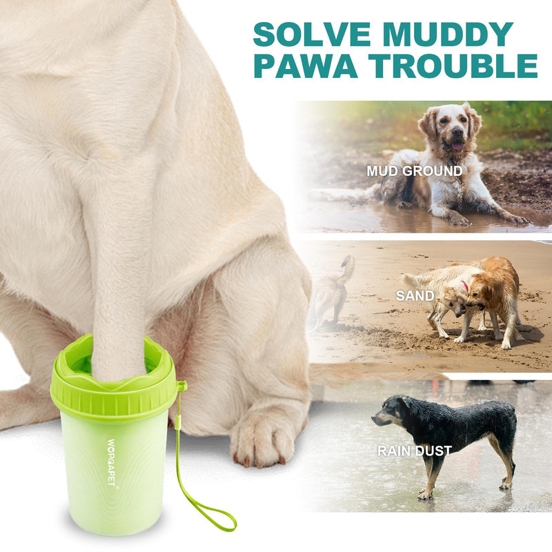 Dog Paw Cleaner Cup, Dog Foot Washer, Muddy Paw Cleaner, Mud Buster Dog Paw Cleaner, Portable Silicone Bristles Cleaning Brush. A Great Gift, Free Bath Brush - Medium, Green - BeesActive Australia