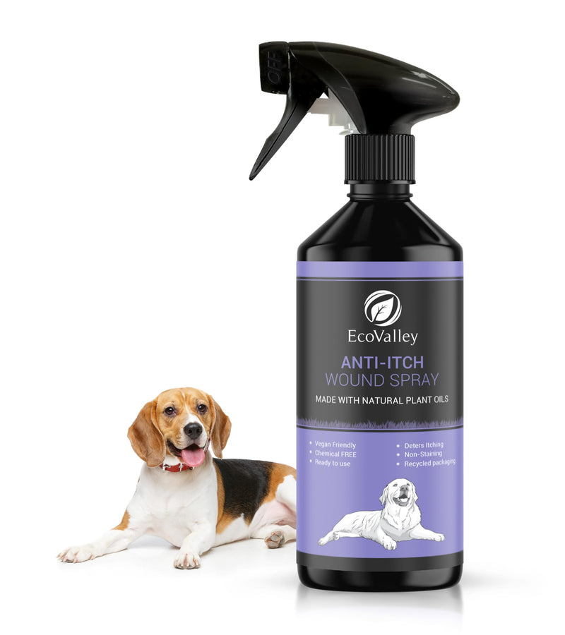 EcoValley Anti-Itch Wound Spray for Dogs – Soothing Relief for Irritated Skin & Fast Healing, Promotes a Healthy Coat, 500ml 500ml (Pack of 1)