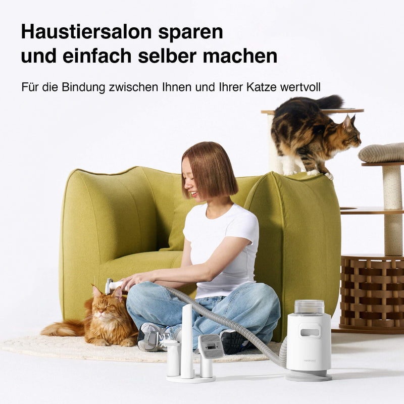 Neakasa P0 Lite cat brush with vacuum cleaner, professional pet care set, very quiet, 4 proven accessories, dog brush, pet hair remover, self-cleaning fur brush for short-haired long-haired undercoat white - BeesActive Australia