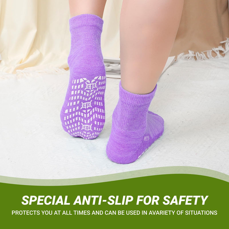 CaiDieNu Non Slip Diabetic Ankle Socks: Bamboo Viscose Non Binding Hospital Socks with Grip for Women Men Elderly Edema 9-11 Multicolor