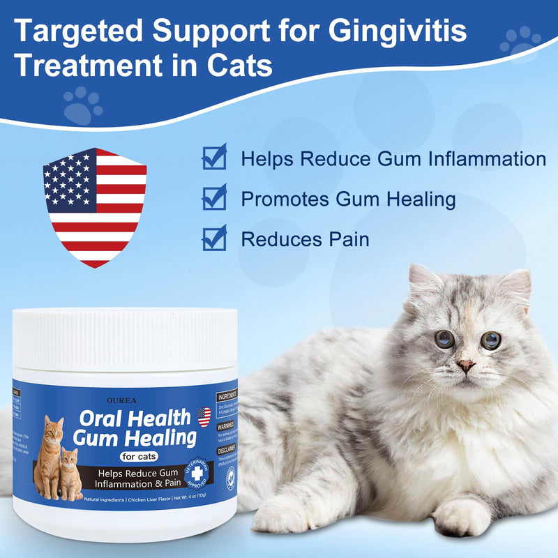 Oral Health for Cats, Cat Gingivitis Treatment, Reduce Gum Inflammation, Redness & Pain, Combats Gum Disease, Natural Plant-Based Active Formula, Cat Oral Care, Gums Health Treatment, 4 oz