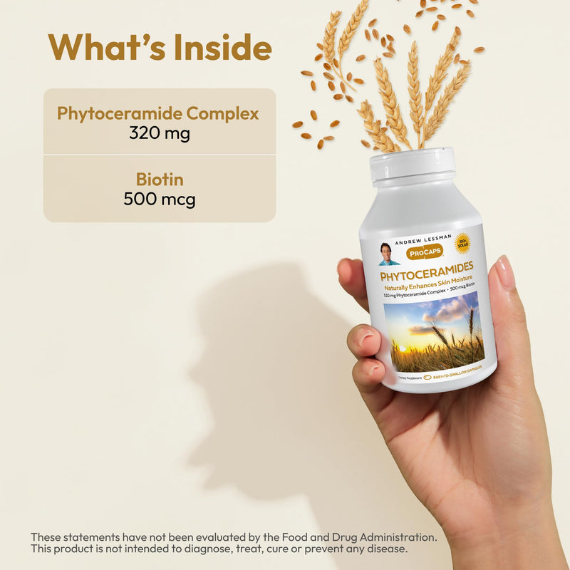 ANDREW LESSMAN Phytoceramides Skin Supplement, 60 Capsules | Plant-derived phytoceramides help support skin hydration, elasticity and a healthy-looking complexion from within. 60 Count (Pack of 1)