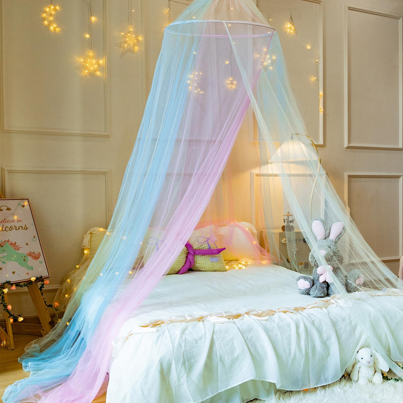 Rainbow Mosquito Mesh Net for Bed Canopy Large Dome Hanging Bed Net Tent for Double/Single Bed,Bed Canopy for Princess Bed,Ideal for Bedroom Decorative or Travel (Rainbow) Rainbow - BeesActive Australia