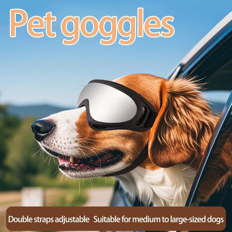 Shockproof Dog Eye Protectors Sunglass with Flexible Frame Adjustable Strap Pet Goggles for Ski Mountain Hiking Gear PC TPU Dog Goggles Transparent lenses