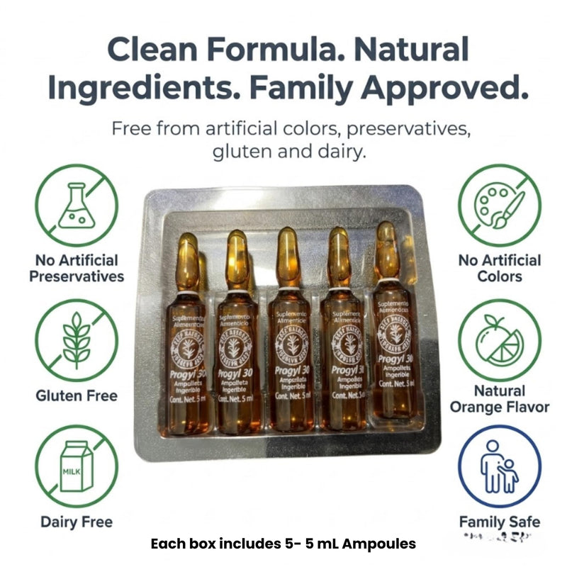 Aderogyl Oral Liquid Vitamins with A, C, D, E, Zinc, Bee Honey, Propolis, and Botanical Extracts with Orange Flavor - Immune Support Supplement - Includes 5 Ampoules