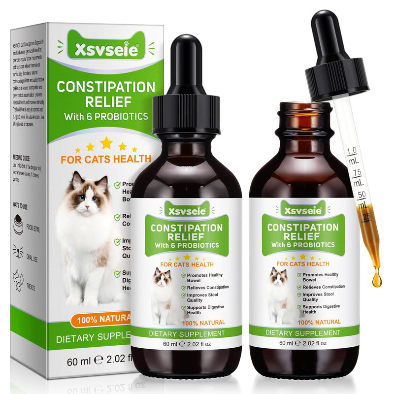 Constipation Relief for Cat Supplement - Promotes Regular Bowel Movement, Cat Laxative Constipation Relief, Improves Gut Health & Immunity with 6 Active Probiotics for Healthy Digestion - 120ml (2Pcs) 2Pcs Green