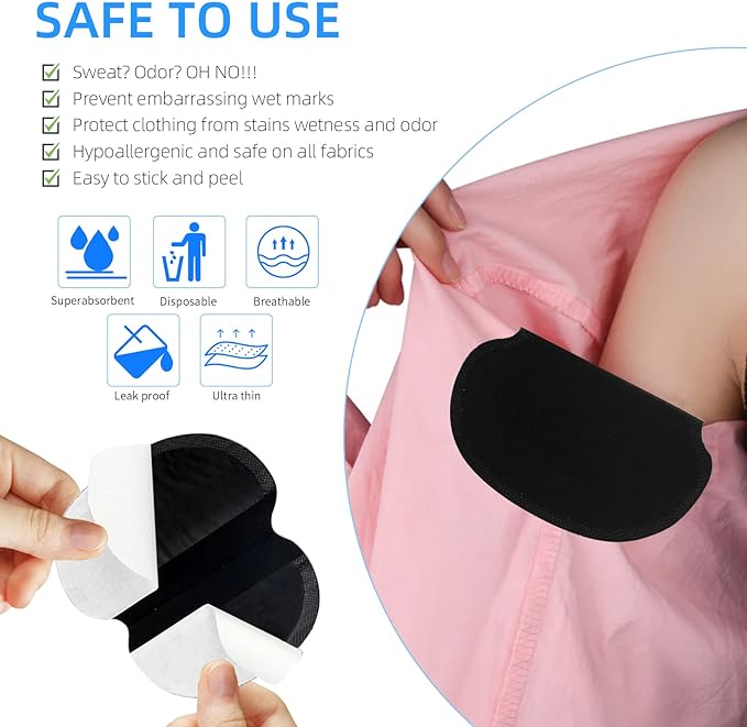 Big Men and Women Hyperhidrosis Armpit Sweat Pads [100 Sheets], CANAGROW Disposable Armpit Sweat Pads, Comfortable, Odorless, Invisible, Super Adhesive, Sweat-free Armpit Protection, Black -  Australia