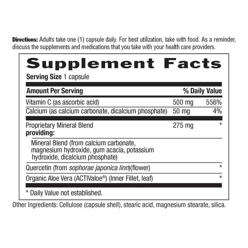 Country Life Buffer-C Vitamin C 500 mg, 120 Vegetarian Capsules | pH-controlled, stomach-friendly formula with quercetin for daily immune support