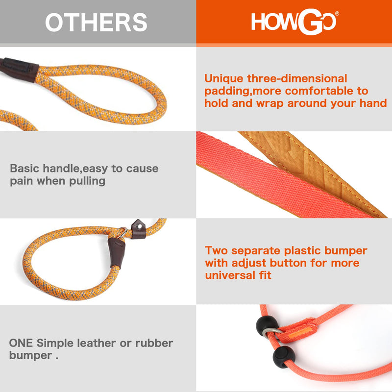 HOWGO Dog Slip Lead Dog Leash,Training Leash,Cinch Leash, No-Pull Slip Leash and Collar,Heavy Duty&Durable,Padded Handle,for All Breeds(Black, 5FT) Black - BeesActive Australia