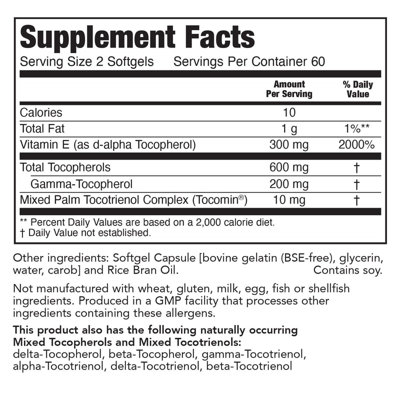PureFormulas Vitamin E Complex, Full-Spectrum Vitamin E for Cardiovascular and Immune Support, Gamma-tocopherol Rich Antioxidant, Gluten-Free & Kosher, 120 Softgels for Antioxidant Protection