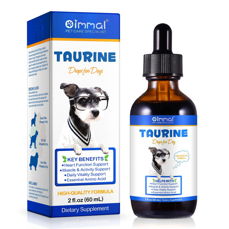 Taurine Drops for Dogs, Liquid Taurine Supplement for Dog, Supports Normal Heart Health, Muscle Function & Daily Vitality, Easy to Use Dropper, Complementary Feed 60ml