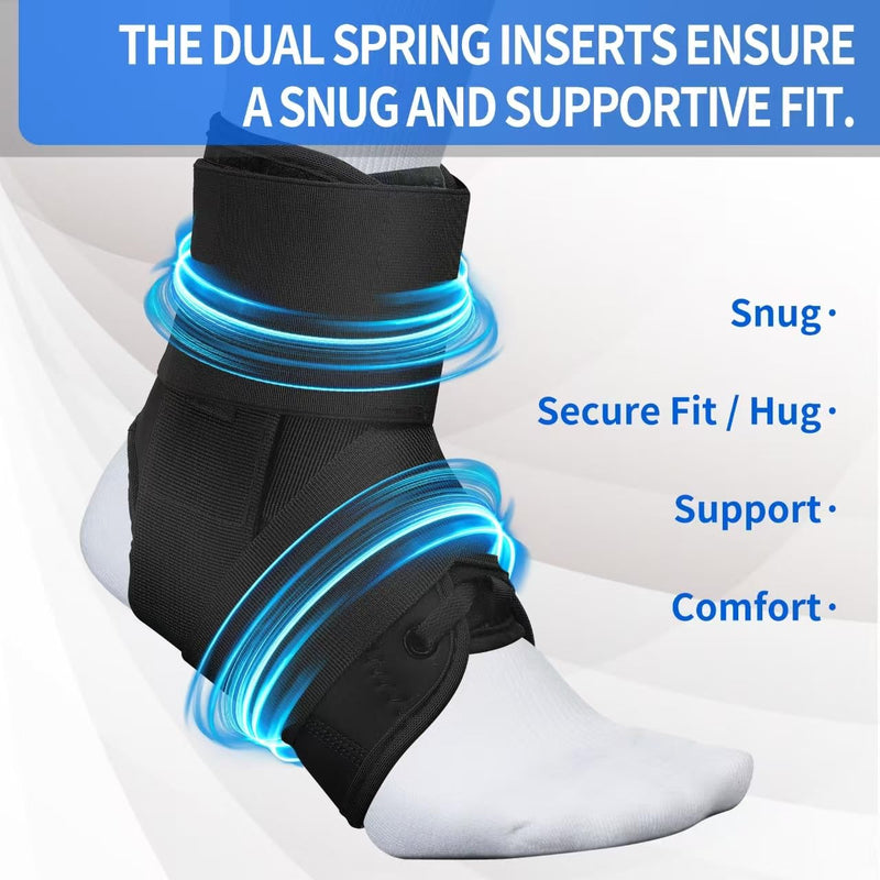 Ankle Brace for Sprained Ankle,Lace Up Adjustabe Ankle Brace with Side Stabilizers,Ankle Braces for Men & Women,Foot Ankle Support Splint,Left & Right,Sports Athletic Soccer Basketball Running Black Medium - BeesActive Australia