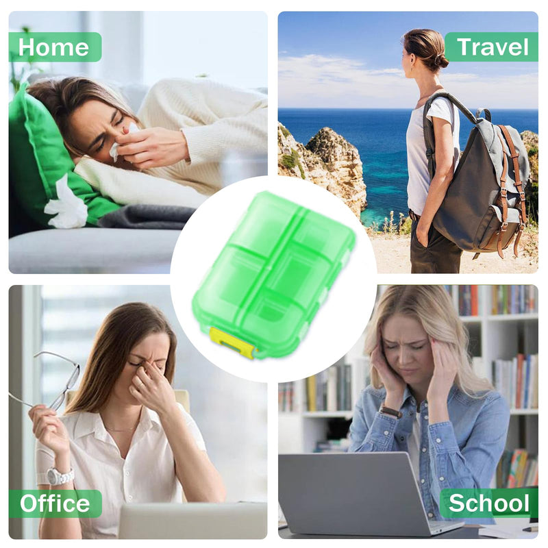 2PCS Portable Pill Box Case 10 Compartments with Medicine Labels Daily Use | Pill Storage Box Pill Container Travel Folding Small Medicine Box for Purse Vitamin Fish Oil