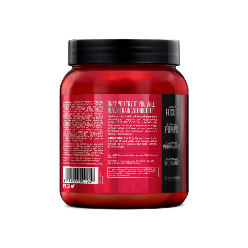 BSN N.O.-XPLODE Pre Workout Powder, Energy Supplement for Men and Women with Creatine and Beta-Alanine, Flavor: Fruit Punch, 30 Servings 30 Servings (Pack of 1)