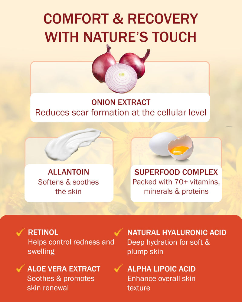 Scar Cream Gel for Surgical Scars Fast Repair C-Section -2.0 Fl Oz , Stretch Marks, Keloids, Burns, Scar Away Cream for Old Scars. Vitamins Full - All Skin Types - Reduce Acne Spots and scar treatment - BeesActive Australia