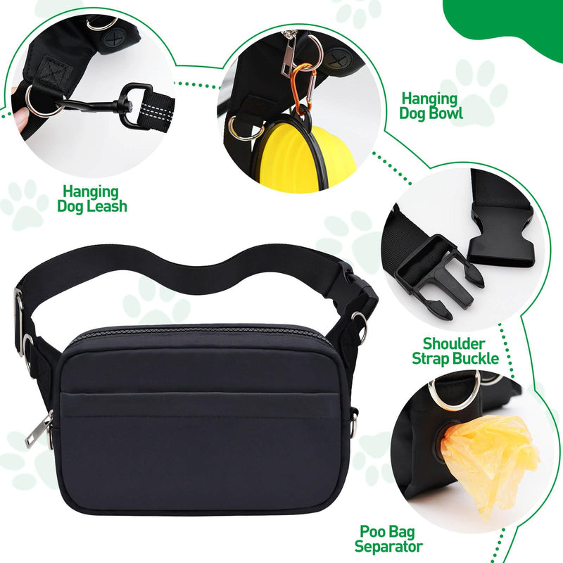 Dog Walking Fanny Pack for Men Women, Treat Pouch for Dog Training, Built In Poop Bag Dispenser, Waist Bag for Hiking, Running, Kibbles Black - BeesActive Australia