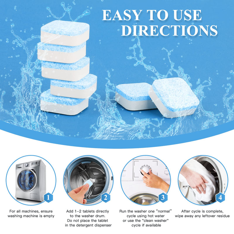 48 Pack Washing Machine Cleaner - Deep Cleaning Formula Tablets for Front and Top Loader Washer Machines - BeesActive Australia