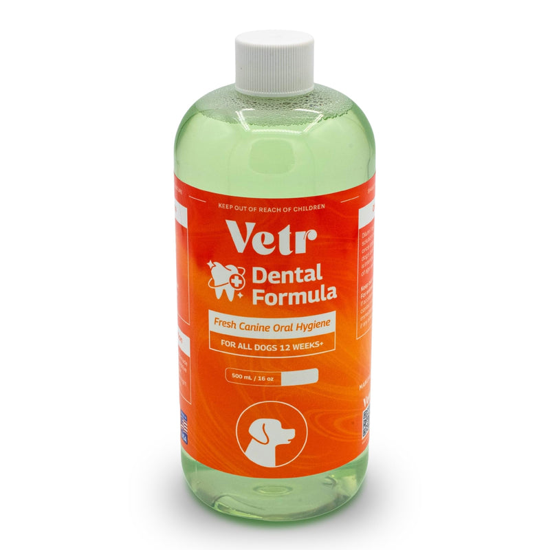 Vetr Dental Formula for Dogs - Peppermint Flavored Oral Care Liquid Additive with Enzymes for Breath and Teeth Support - Vet-Formulated in USA (16 oz) 16 oz