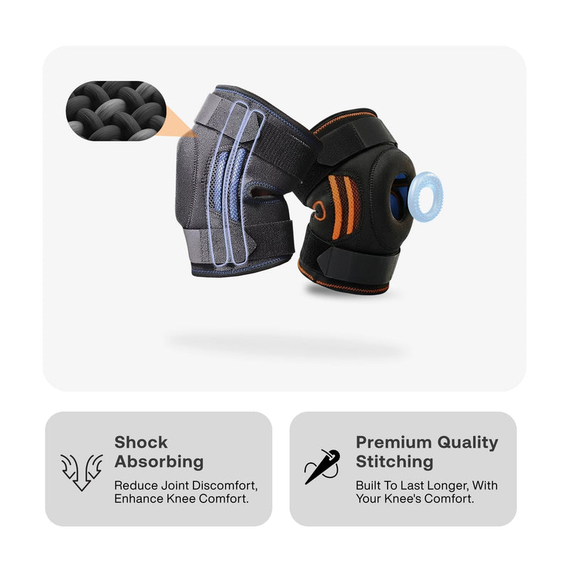 Knee Brace for Knee Pain Relief - Side Stabilizers & Patella Gel Pads, Knee Support for Running, Sports, Arthritis, ACL MCL, Compression knee Support (Medium) Medium