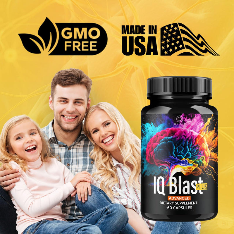 (3 Pack) IQ Blast Plus - IQBlast Plus Capsules Support Advanced Formula Reviews, IQBlastPlus Pills Natural Ingredients Memory Support Daily Vitamins for Health and Wellness, 180 Capsules for 3 Months