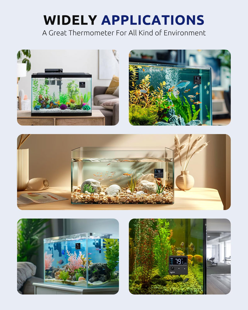 Aquarium Thermometer Digital with Motion Sensor for Glass Tank, Aquariums Temperature Gauge with Alarm, Fishtank Thermometer Calibrated LCD Display, Accurate to ±1℉, Suitable for Aquatic, Betta - BeesActive Australia