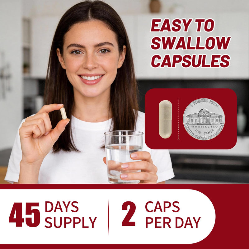 Iron Supplement - Iron 65mg High Absorption Iron Bisglycinate with Vitamin C, Calcium, Gentle Iron Pills for Women Men - Non GMO & Gluten Free, Stomach Friendly, 90 Capsules 90 Count (Pack of 1)
