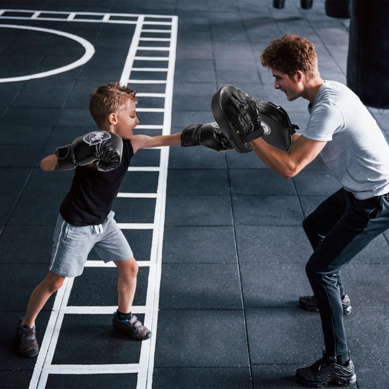 3-in-1 Kids Boxing Set, Punching Gloves Mitts Kick Pad for Beginners, Sports Kickboxing Training Set for Youth Child Boxing, Karate, Taekwondo, Muay Thai, MMA Training