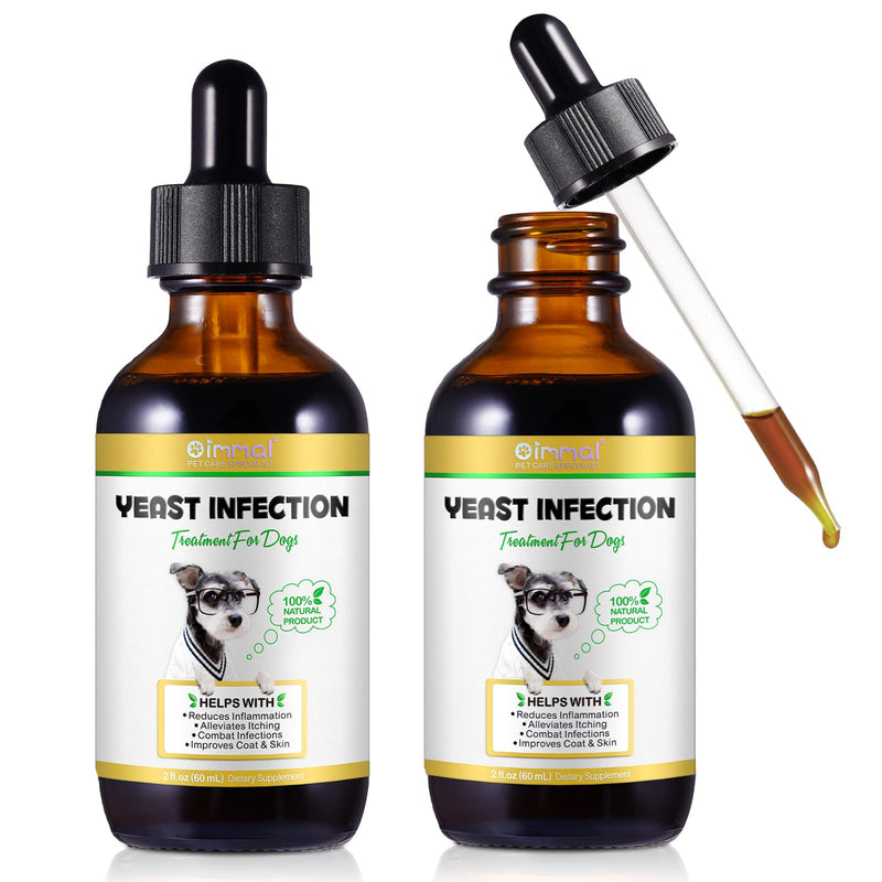 Yeast Infection Treatment for Dogs, Natural Dog Pets Herbal Supplement, Supports Dog Healthy Itch Relief, Ear Infection Treatment, Dogs Allergy Relief, Inflammation Relief 2 Fl Oz (Pack of 2)