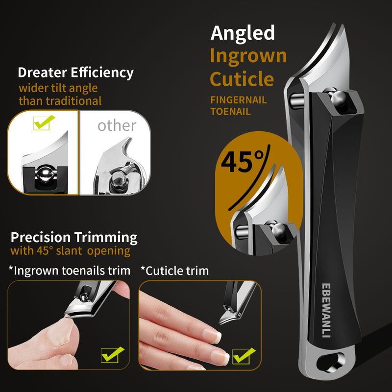 EBEWANLI Professional Nail Grooming Kit, Podiatrist Pedicure Kits Stainless Steel Nail Clipper Personal Care Tools with Travel Bag, Gift for Seniors, Men 7PCS-A